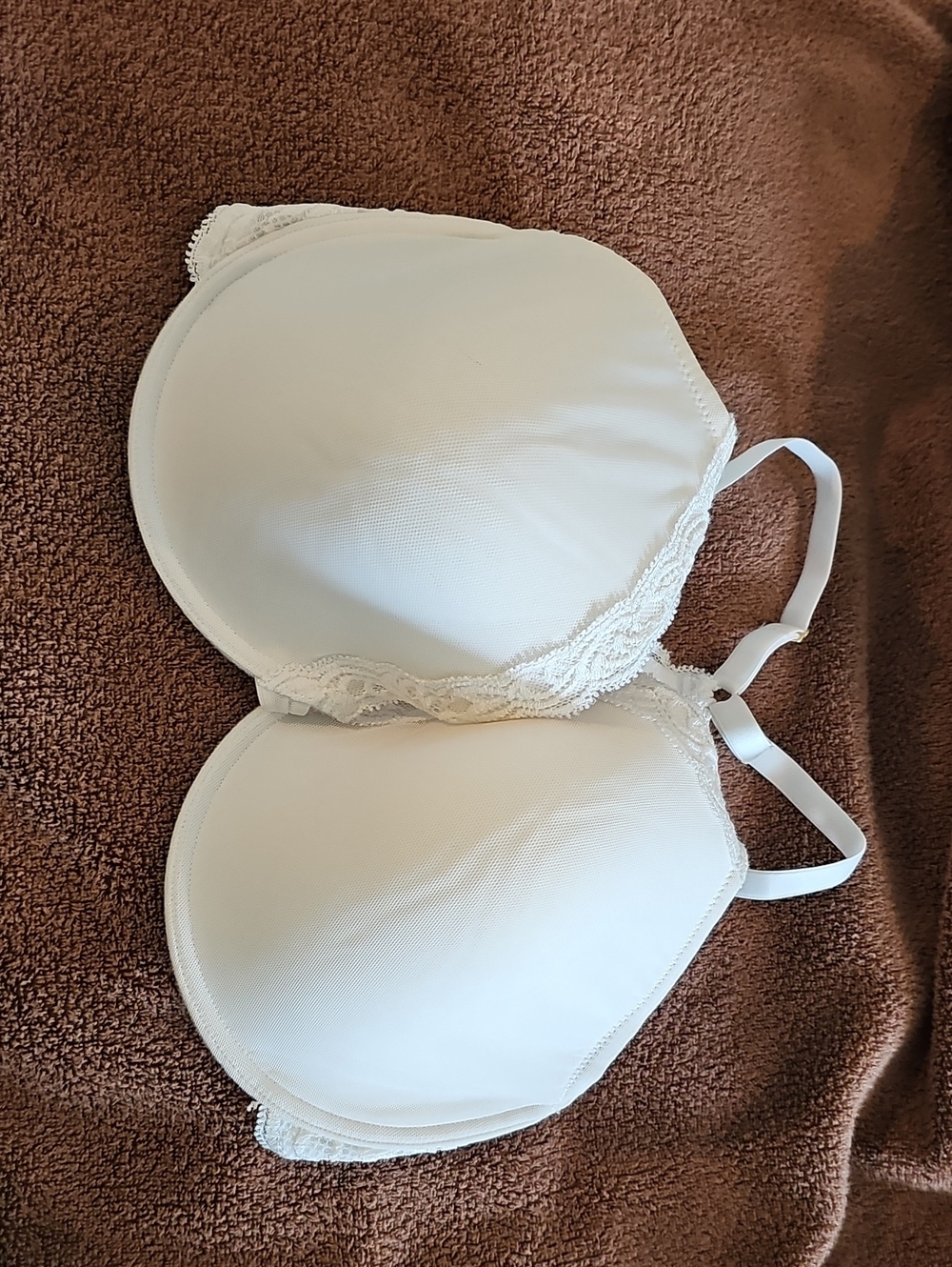Natori White Lace-Trim T-Shirt Bra